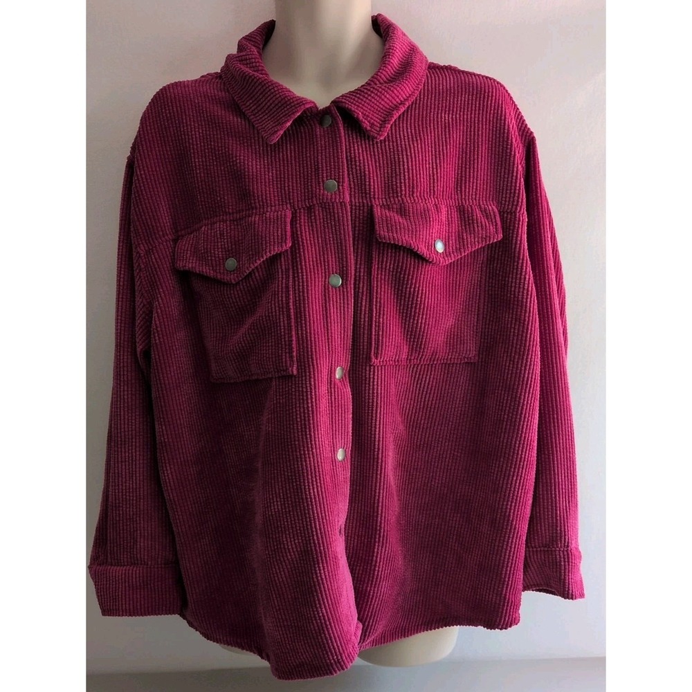 Wild Fable Women's Slouchy Shacket Corduroy Pink/Magenta Size XXL w/ Pockets